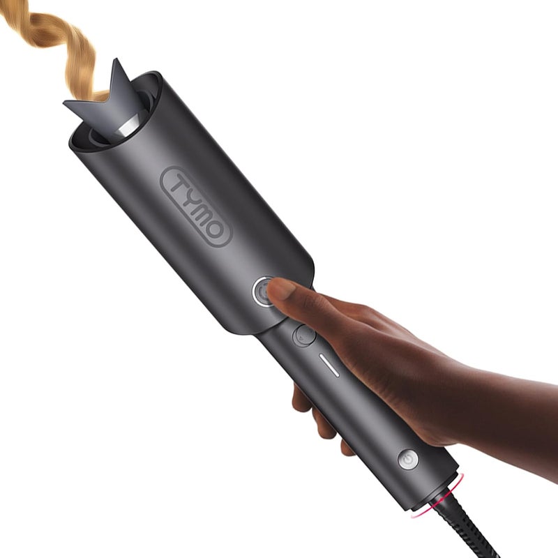 TYMO Automatic Rotating Curling Iron - CURLPRO Beach Waves Curling Wand, Portable Hair Curler, 500 Million Ionic, Dual Voltage & Lightweight for Travel, Ceramic Coating, 1 Inch, Metallic Gray - Image 1